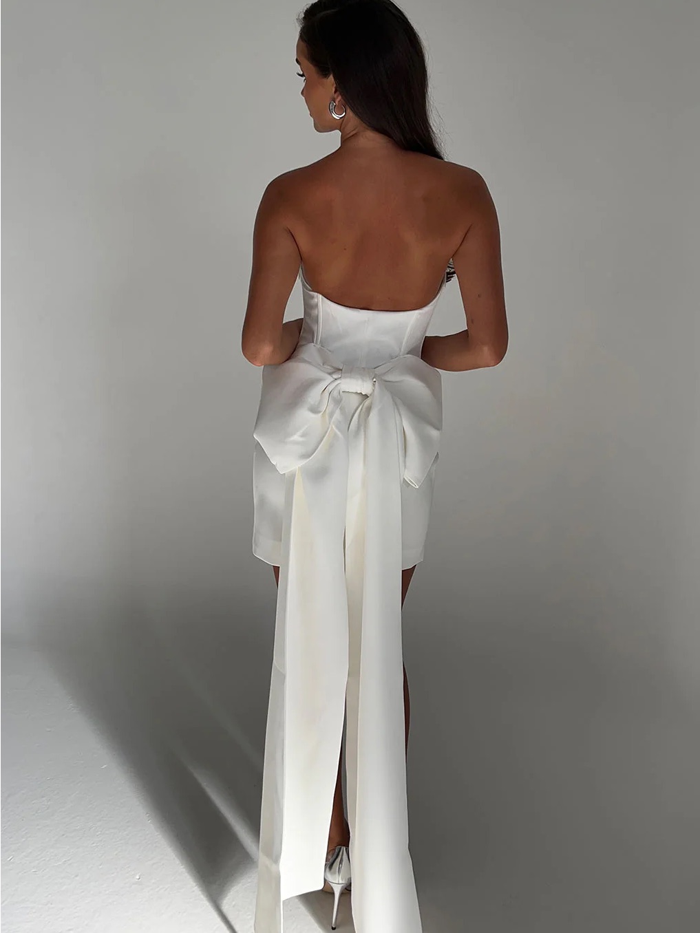 Meshki Meredith Strapless Bow Mini Dress - White